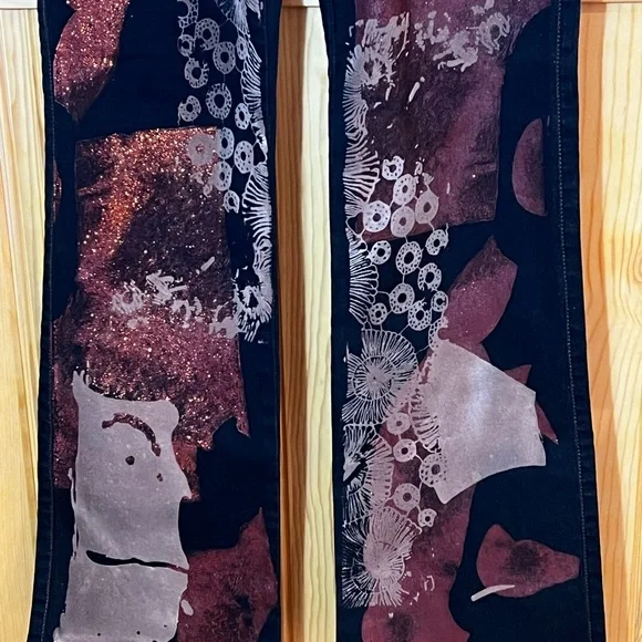 Vintage Y2K Y.O.Y.O. Black Abstract Design Jeans Sz-7 - Picture 3 of 11